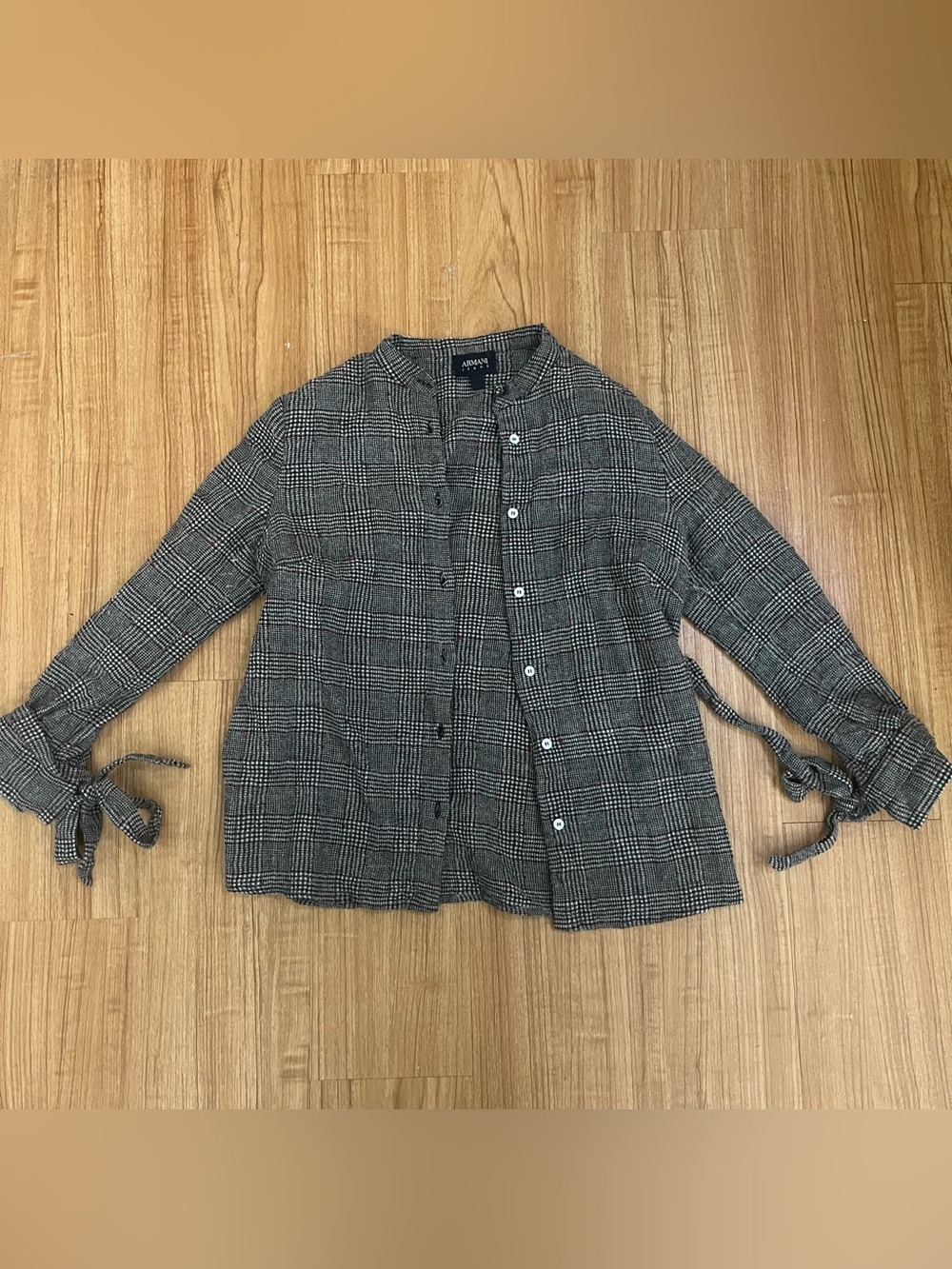 Armani Jeans Women's Black & Gray Plaid Button-Front Jacket